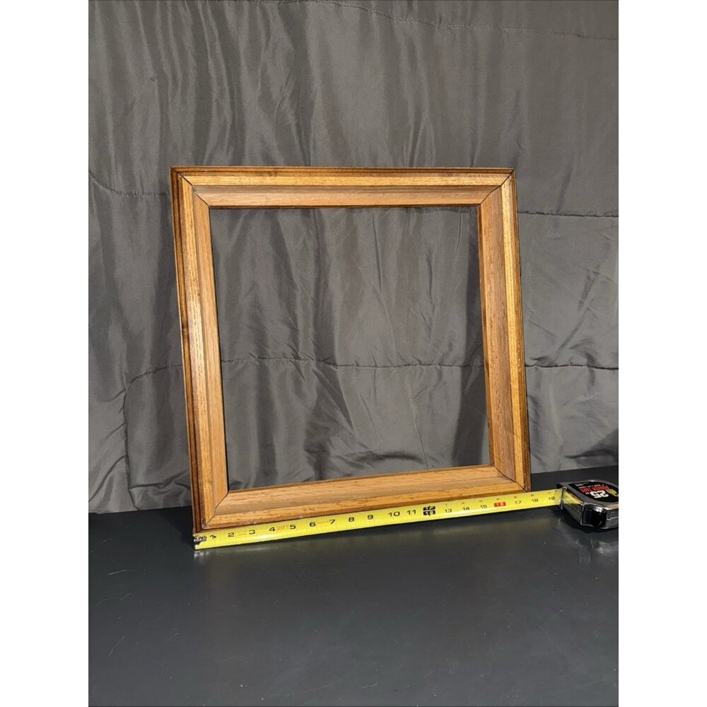 VINTAGE SOLID WOOD FRAME RIBBED 18X18x2” MCM Country Farm Shadow Box